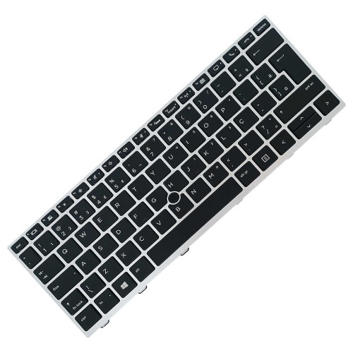 Teclado para HP EliteBook 735 G6, 830 G6, L13697-201 | BR, Preto com Frame Prata, Backlight, Pointing Stick