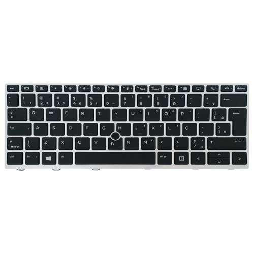 Teclado para HP EliteBook 735 G6, 830 G6, L13697-201 | BR, Preto com Frame Prata, Backlight, Pointing Stick