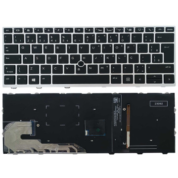 Teclado para HP EliteBook 735 G6, 830 G6, L13697-201 | BR, Preto com Frame Prata, Backlight, Pointing Stick