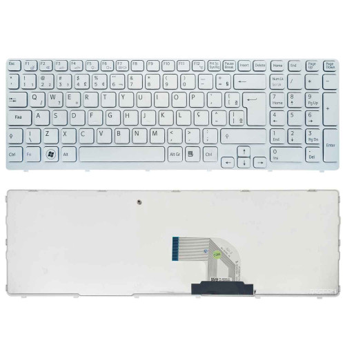 Teclado para Sony Vaio SVE151G11L SVE151G11M ABNT2 Branco