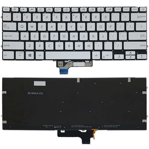 Teclado para Asus ZenBook 14 UM431, UM431D, UM431DA | US, Prata com Backlight