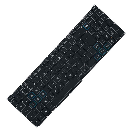 Teclado para Acer Predator Helios 300 PH317-55, PH317-56 | BR, Preto com Azul, Flat Fino, Backlight RGB