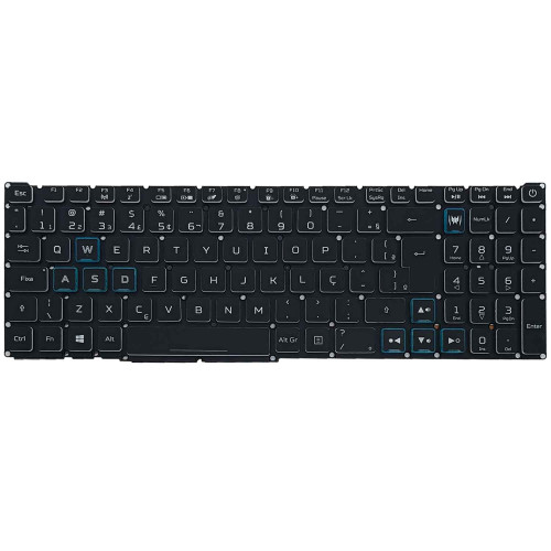Teclado para Acer Predator Helios 300 PH317-55, PH317-56 | BR, Preto com Azul, Flat Fino, Backlight RGB