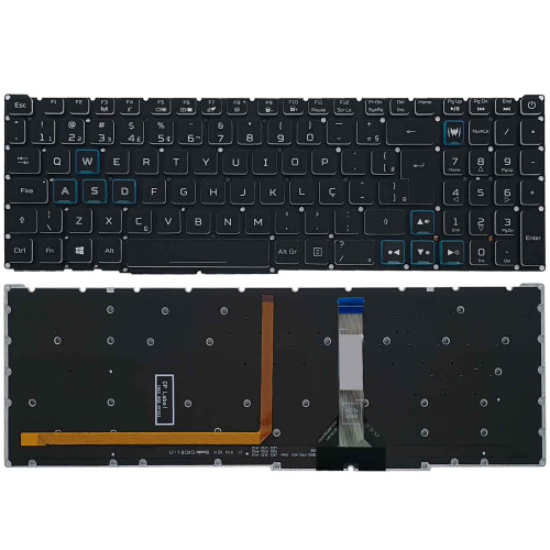 Teclado para Acer Predator Helios 300 PH317-55, PH317-56 | BR, Preto com Azul, Flat Fino, Backlight RGB