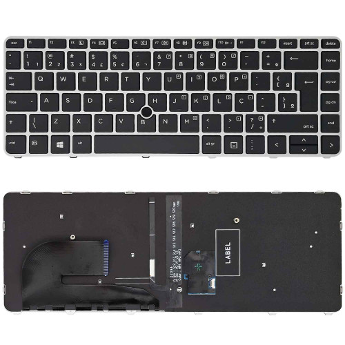 Teclado para HP EliteBook 745 840 848 Serie G3 | BR, Preto com Frame Prata, Backlight Branco, Pointing Stick