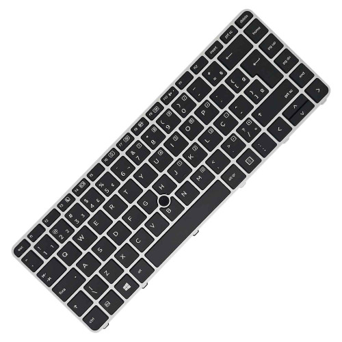 Teclado para HP EliteBook 745 840 848 Serie G3 | BR, Preto com Frame Prata, Backlight Branco, Pointing Stick