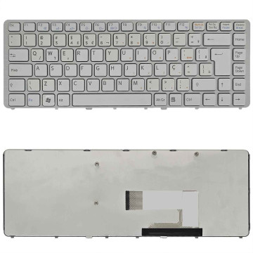 Teclado para Sony VAIO 148737921, 148737941, 148737961 | BR, Branco com Frame Prata