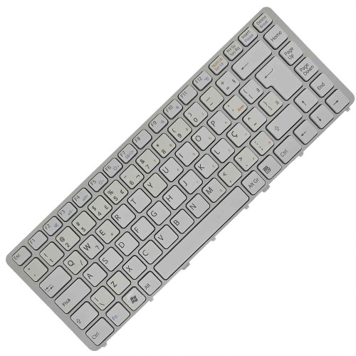 Teclado para Sony VAIO 148737921, 148737941, 148737961 | BR, Branco com Frame Prata Teclado para Sony VAIO 148737921, 148737941, 148737961 | BR, Branco com Frame Prata