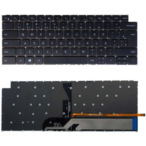 Teclado Para Dell Inspiron 16 Plus 7620 7630 Preto Luminoso