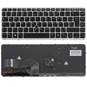 Teclado Para Hp Elitebook 740 G2 C/ Luminoso Backlight Cinza