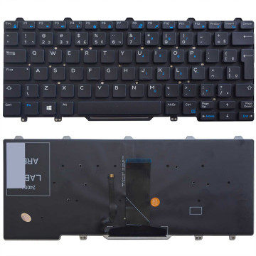 Teclado para Dell Latitude 7480 7490 E5450 E5470 E7450 E7470 | BR, Preto com Backlight