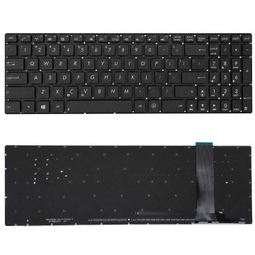 Teclado para Asus N550, N550L, N550LF | US, Preto com Backlight Branco