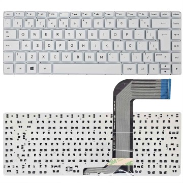 Teclado Para Notebook Hp 14-v066br 14-v067br Branco Br Com Ç