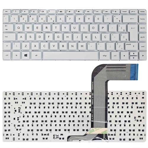 Teclado Para Notebook Hp 14-v061br 14-v062br Branco Br Com Ç