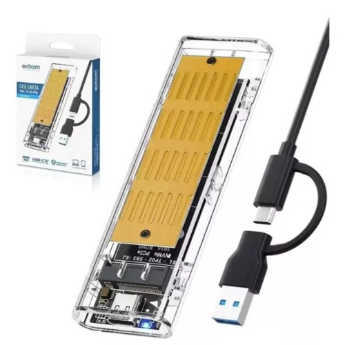 Case Transparente para SSD SATA M.2 NGFF e PCIe NVMe USB 3.1/3.0 10Gbps Exbom - CGHD-M2NX920