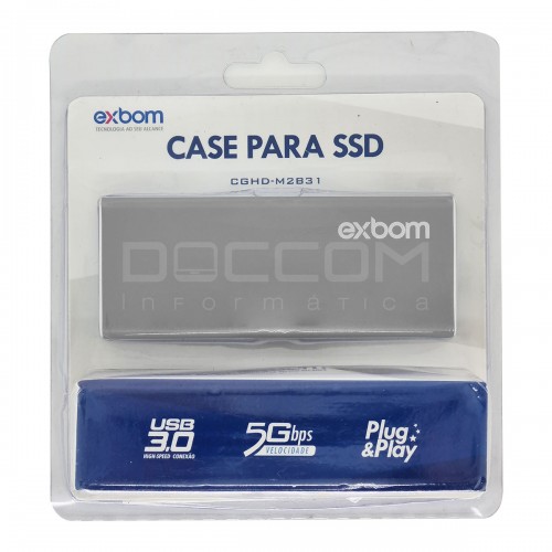 Case Mini para HD SSD M.2 Sata III Ngff USB 3.0 Alumínio 5 GBPS Cinza Exbom CGHD-M2B31 