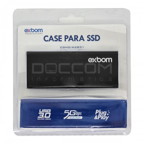 Case Mini para HD SSD M.2 Sata III Ngff USB 3.0 Alumínio 5 GBPS Preto Exbom CGHD-M2B31
