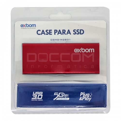 Case Mini para HD SSD M.2 Sata III Ngff USB 3.0 Alumínio 5 GBPS Vermelho Exbom CGHD-M2B31