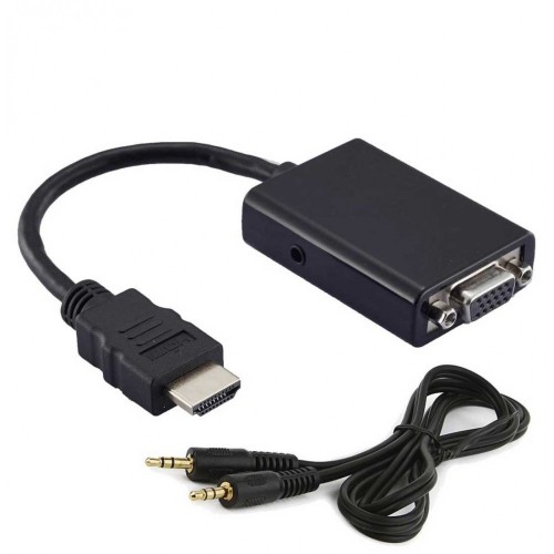 Cabo Conversor Adaptador HDMI Macho para VGA Fêmea com Áudio