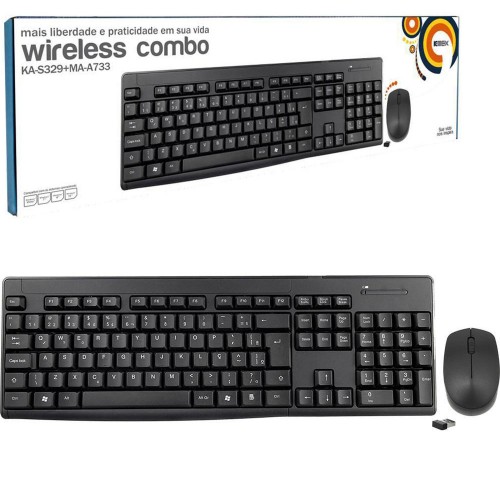 KIT Teclado e Mouse sem fio Ka-s329+ma-a733 Preto K-mex