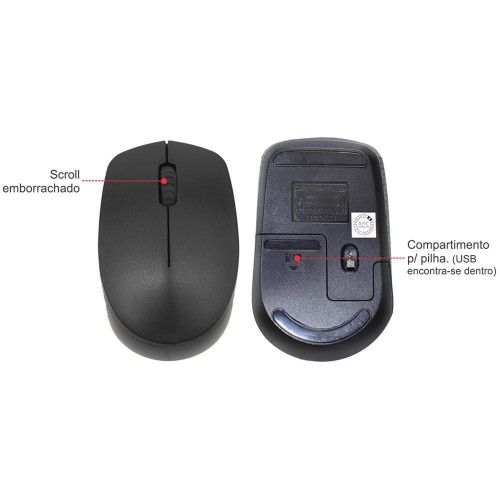 KIT Teclado e Mouse sem fio Ka-s329+ma-a733 Preto K-mex