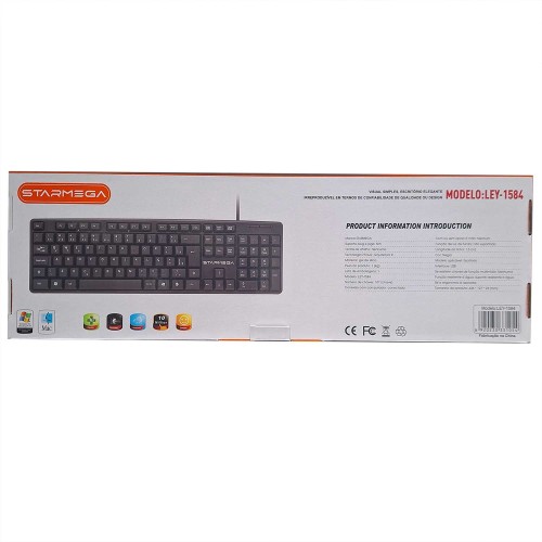 Teclado com Fio 1,4m USB para Computador e Notebook - Preto | LEY-1584
