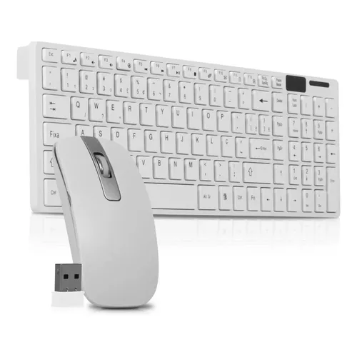 Kit Mouse e Teclado Sem Fio Wireless USB com 2.4G - Branco | LEY-171