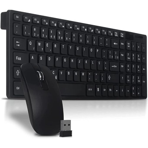 Kit Mouse e Teclado Sem Fio Wireless USB com 2.4G - Preto | LEY-171