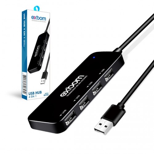 HUB USB 2.0 4 em 1 480Mbps - UH-25X Exbom