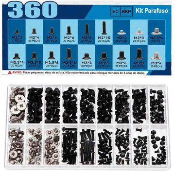 Kit De Parafusos Para Notebooks - 360 pecas - 18 modelos