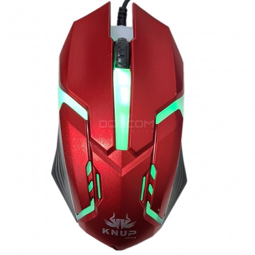 Mouse Gamer Knup Pc Usb Led Rgb 1600dpi Kp-v15 Vermelho